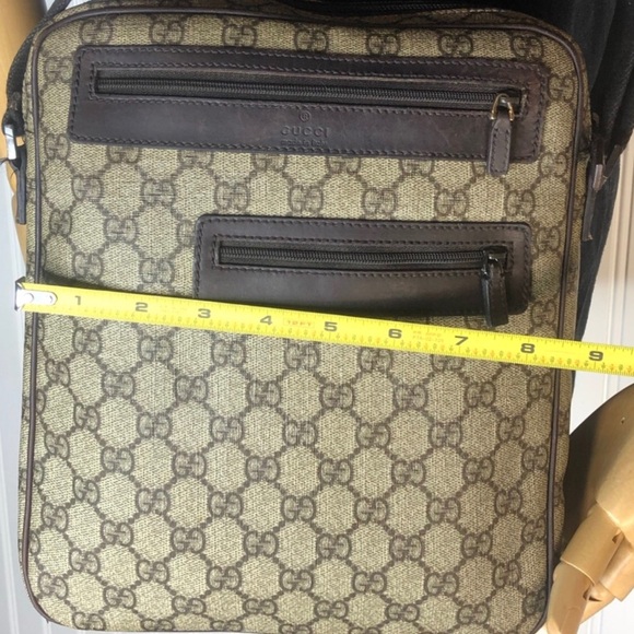 GUCCI GG Supreme Coated Canvas and Brown Leather Crossbody Messenger Bag VINTAGE - Picture 12 of 17